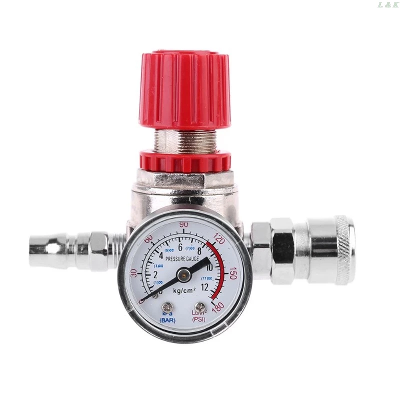 Pressure Regulator Switch Valve Gauge w Male/Female Connector for Air Compressor PXPC photo