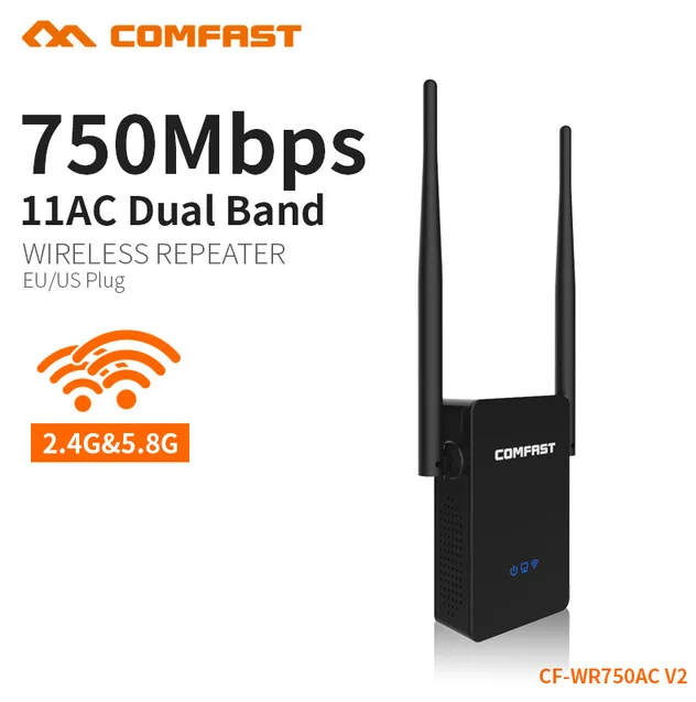 

COMFAST CF-WR750AC Amplifier Dual Band WiFi Range Extender WiFi Repeater Signal Extender 2.4G 5.8G Repeater Access Point Router