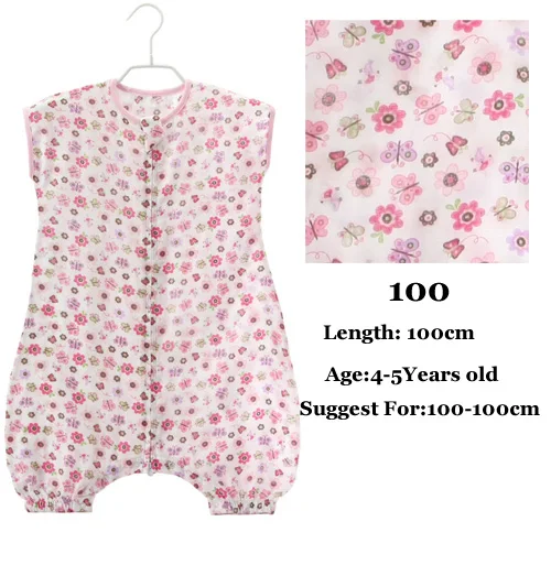 Flower 100 Спальный мешок для малышей 0-5 лет, без рукавов, одежда для сна, муслин, хлопковый детский спальный мешок, детский конверт, одежда для сна - Цвет: Flower 100