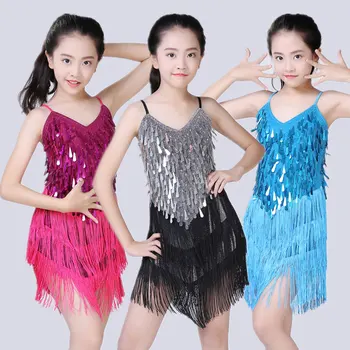 

Children Latin Dance Dress Girls Ballroom Dance Competition Dresses Kids Salsa /Tango / Cha Cha Rumba Stage Performance Outfits