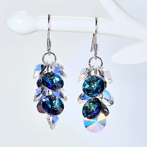 abblue Warme Farben Кристалл из swarovsky висячие серьги 925 пробы серебро Циркон Модные серьги женские корейские украшения Аксессуары - Цвет камня: abblue