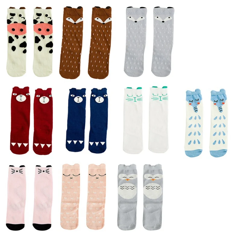 Kids Autumn Winter Hot Cute Kids Fox Socks Totoro Socks Bear Pancake Cartoon Girls Knee High Socks Baby Long Socks