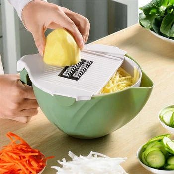 

2019 New Vegetable Cutter With Drain Basket Kitchen Veggie Fruit Shredder Fruit Basket Grater Slicer J50