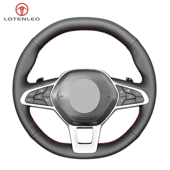 

LQTENLEO Black PU Artificial Leather Car Steering Wheel Cover For Renault Clio 5 (V) 2019-2020 Zoe 2019-2020 Captur 2019-2020