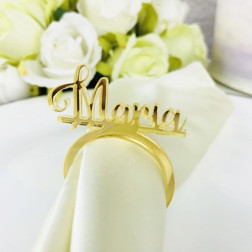 Personalized Groom And Bride Table Decors Custom Wedding Napkin Rings Acrylic Cut Napkin Ring With Last name Wedding Party2