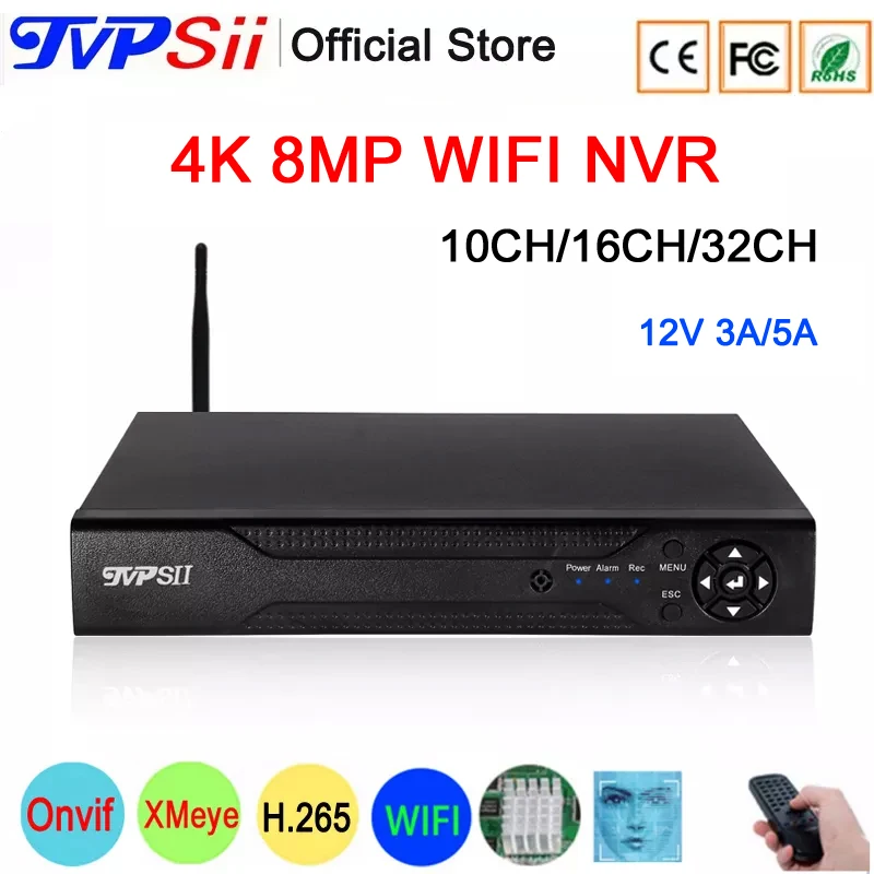 Видеорегистратор Hi3536C XMeye для видеонаблюдения 12 В 5 А 8 Мп 4K 32 канала H.265 + Макс ТБ Sata