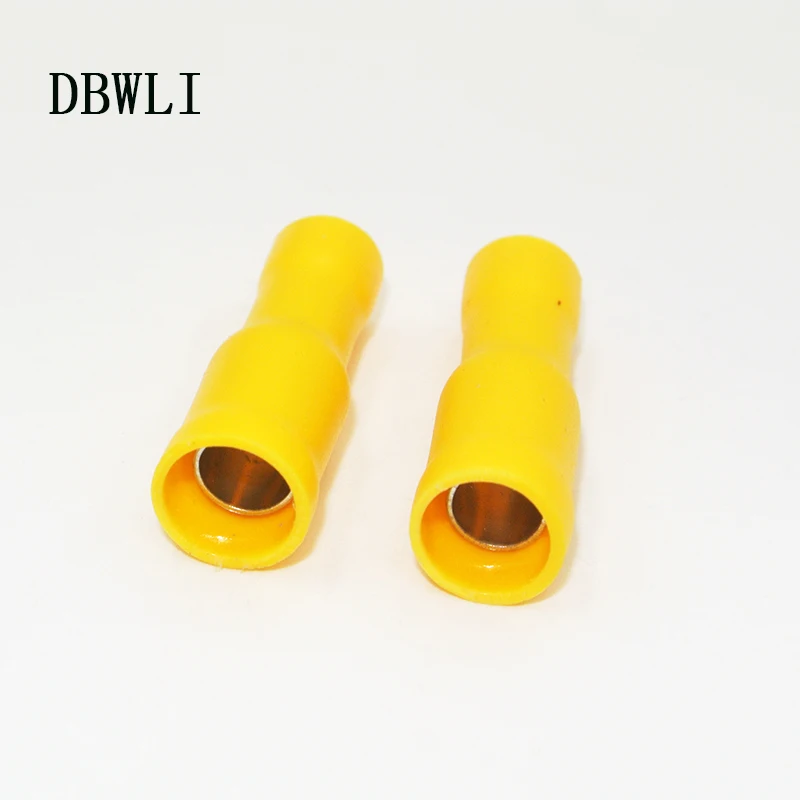 Male Female Bullet 5.0mm Yellow Electrical Crimp Connectors Fully Insulated 