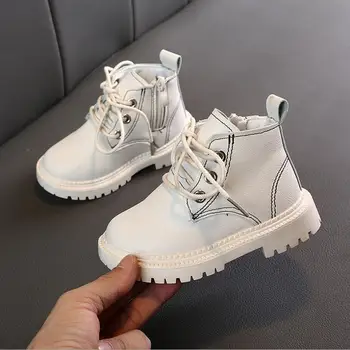 

Kids Rubber Boots PU Leather Fashion Round Toe Children Waterproof Ankle Boot Breathable Boy Girl Zipper Sneakers Free Ship