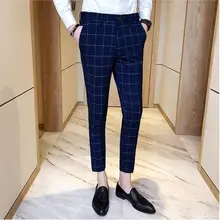 Новинка, мужские облегающие деловые брюки, мужские костюмные брюки, мужские летние формальные брюки, большие размеры, S-4XL