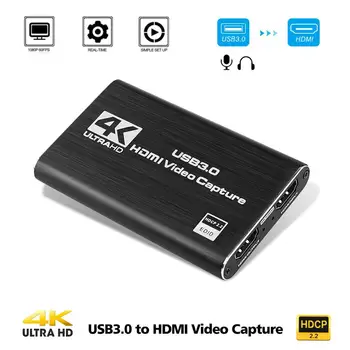 

4K HDMI To USB3.0 Video Capture Card 1080p/60Hz 60fps Game Live Capture Card Recording Box with Microphone Record Live Streaming