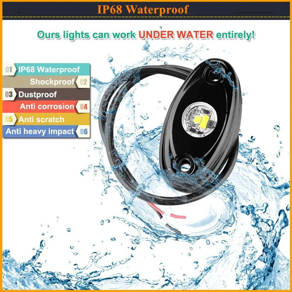 BECAR сине белые красный светильник IP68 Водонепроницаемый светодиодный Рок