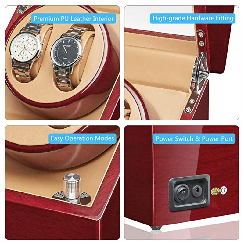 JQUEEN Walnut Watch Winder с тихим японским мабути мотором 2 + 0 хранения