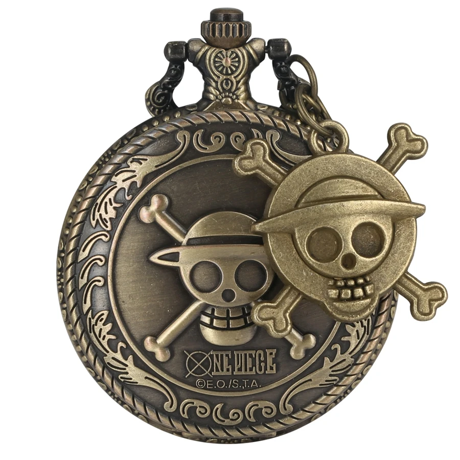 Винтажный пират Луффи цельные кварцевые карманные часы мужские часы женские подарок уникальный Косплей Кулон reloj с черепом аксессуар