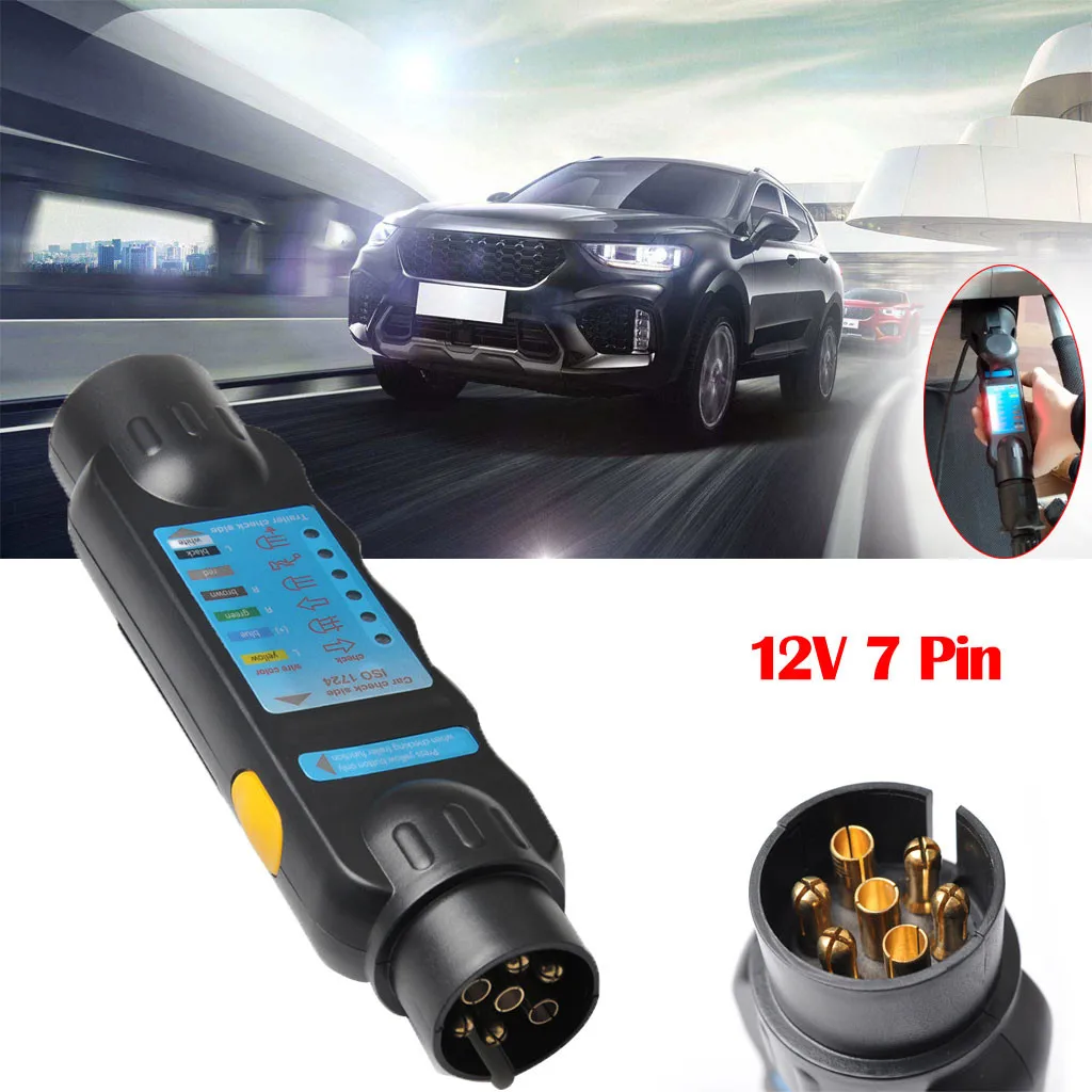 

Car Trailer Tester 7 Pin Towing Light Cable Circuit Plug Socket with 2 Adapters 12V Electrics Diagnostic Tools High Quality #N
