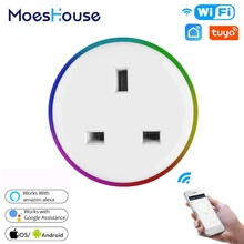 UK WiFi Smart Plug Outlet Wireless Power Socket Smart Life/Tuya App Remote Control Work with Alexa Google Home No Hub Required
