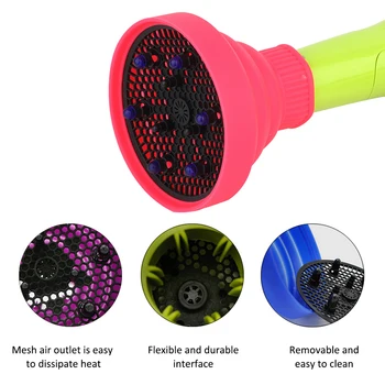 

Hairdryer Diffuser Cover Silica Gel Collapsible High Temperature Resistant Hair Blow Dryer Hood Hairdressing Salon Tools