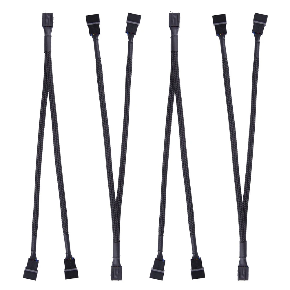 

4 Pcs Accessaries Power Adapter Sleeved Converter Y Shape 1 To 2 3Pin PC Computer Fan Splitter Cable 4Pin PWM Braided