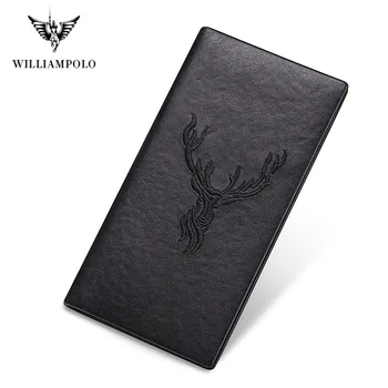 

WilliamPolo short Wallet men slim Credit Card Holder Bifold Genuine Leather Multi Card Case Slots Cowhide Deer Totem Ultra-thin
