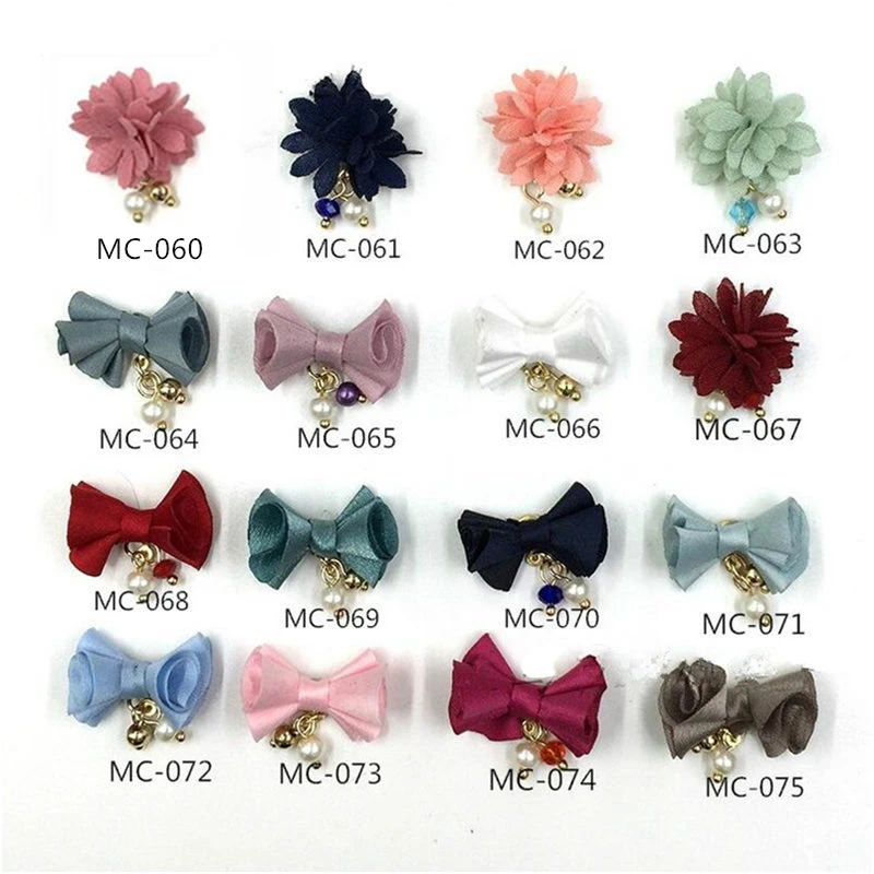 10pcs Fabric Bowknot Flower 3D Nail Art Decorations Detachable Magnet Nail Jewelry Pendant Charms DIY Manicure Nail Accessories