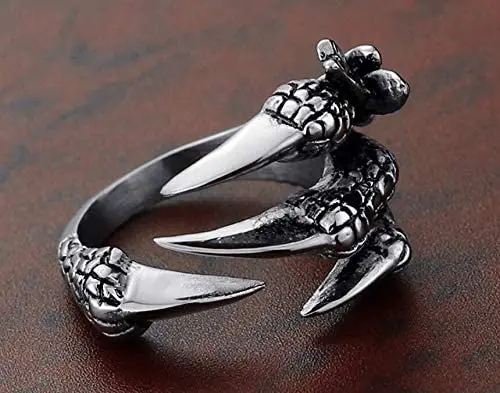 1x Rock Mens Biker Rings Vintage Gothic Jewelry Silver Color Dragon Claw Ring 