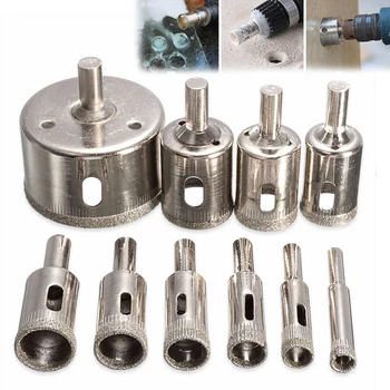 10pcs 6-30mm Diamond Coated Hss Drill Bit Set Tile Marble Glass Ceramic Hole Saw Set Drilling Bits Diamond Core Bit Power Tools