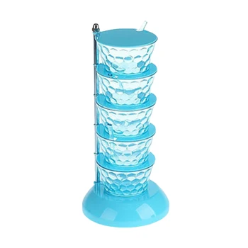 

Creative Household Spices Storage Vertical Seasoning Box Fashion Multi-Layer 360 Degrees Can Be Rotated Kitchen Tool with Spoon