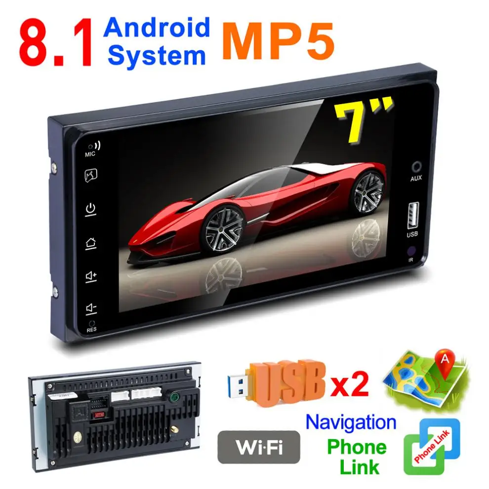 2 DIN 7 дюймов четырехъядерный Bluetooth Android 8,1 HD емкостный сенсорный экран автомобиля MP5 gps плеер Поддержка AM/FM/Mirrorlink для TOYOTA