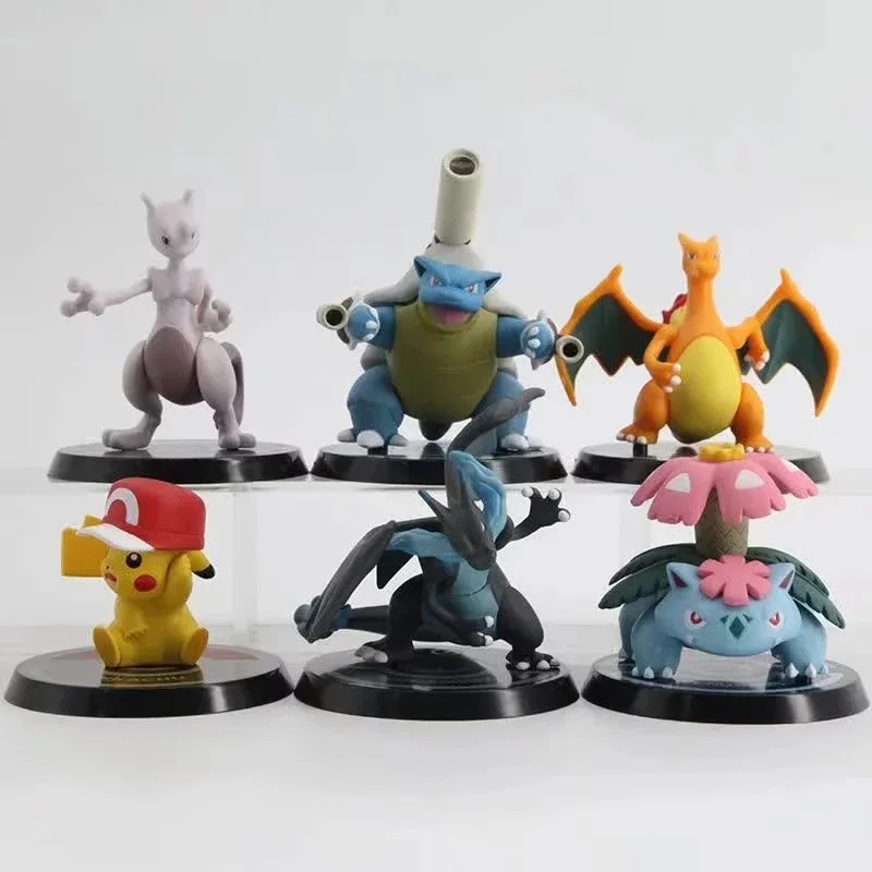Экшн фигурки TAKARA TOMY Pokemon Pikachu из ПВХ 6 шт./компл. Mewtwo Charizard Venusaur|Игровые и
