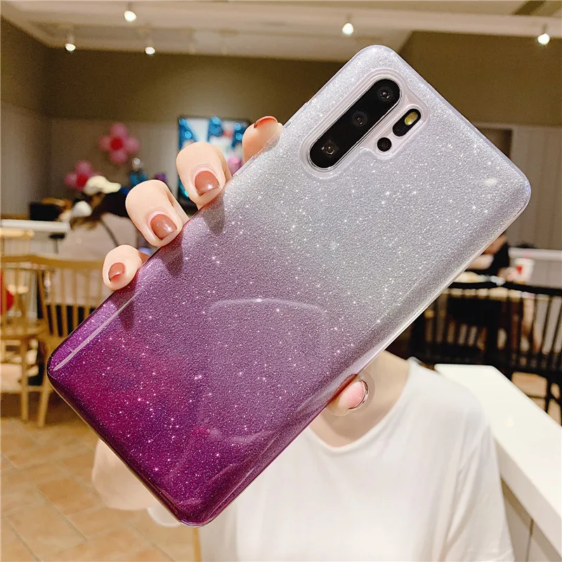Блестящий чехол для huawei P30 Lite P20 Pro mate 20 Pro P20Pro P30Pro P 30 mate 20 мягкий градиентный Роскошный розовый чехол для телефона - Цвет: Фиолетовый