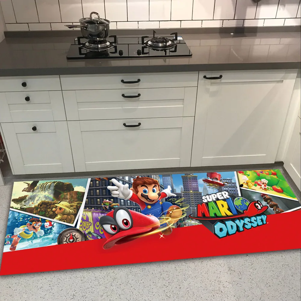 

Anime Super Mario Game Floor Rug Doormat Long Mat Carpet Room Kitchen Home Garden Non-slip Door Mat