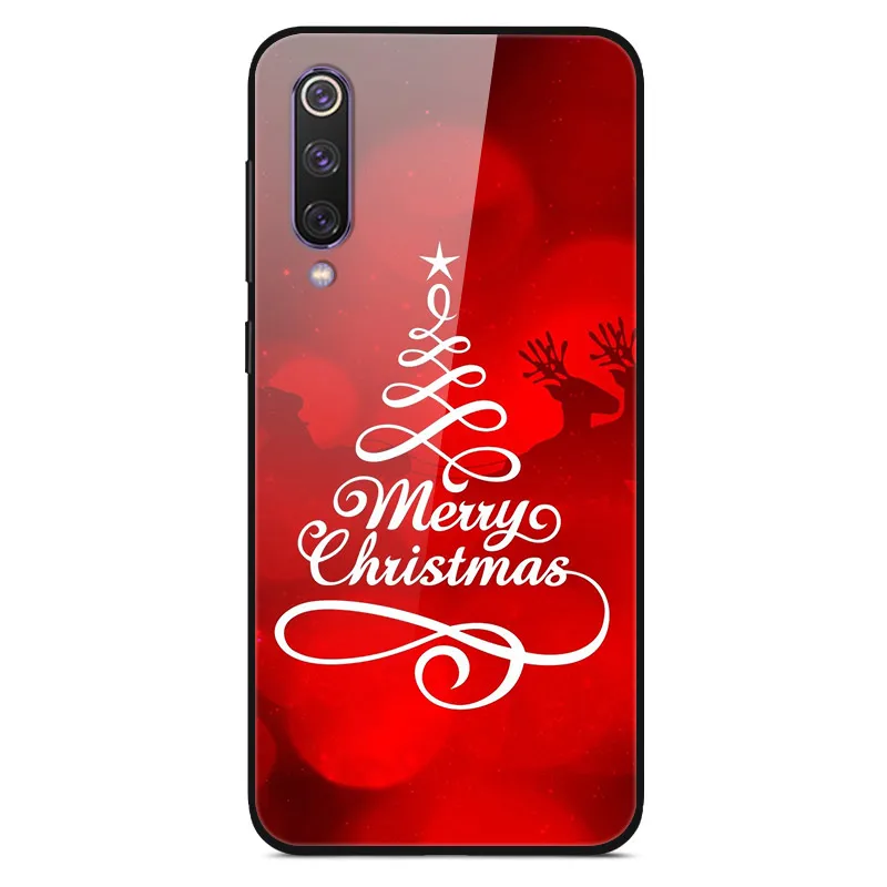 17 Рождественский чехол для телефона s для Xiaomi mi 9 mi 9 SE, чехол из закаленного стекла с цветами, чехол для телефона для Xiao mi 9 SE mi 9 SE, жесткий чехол-накладка - Цвет: 17