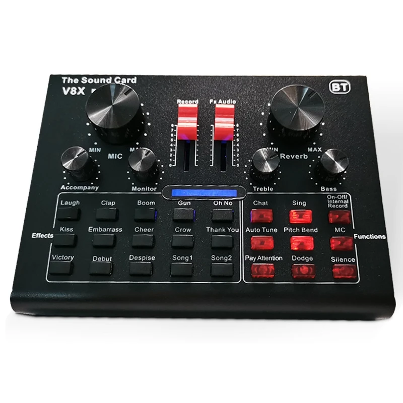 V8X PRO Audio Mixer Live Sound Card Bluetooth 15 Sound Mode DSP Multiple Sound Effects 5.1Channel - ANKUX Tech Co., Ltd