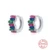 925 Sterling Silver Pendients Plata Colorful Zircon Irregular Hoop Earrings for Women Piercing Huggie Earring Jewelry 12