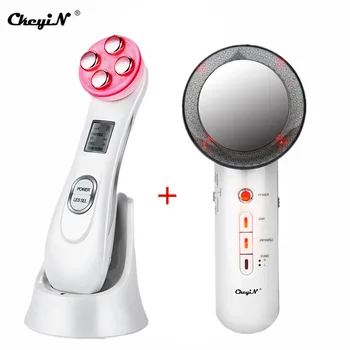 

CkeyiN EMS Mesotherapy RF Radio Frequency Facial Beauty Device+Ultrasonic Infrared Face Body Slimming Skin Firming Massager Fat