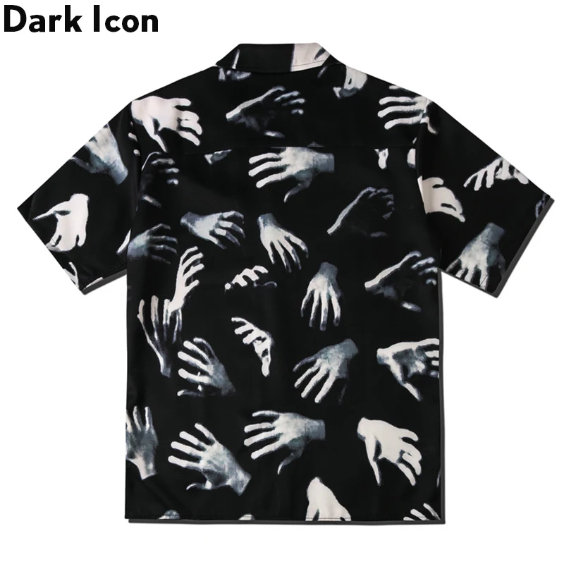 Dark Icon Printed Vintage Street Shirts for Men Summer Hawaiian Shirts Male Top