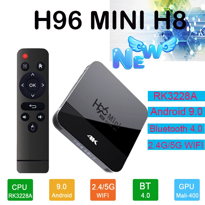 H96 мини H8 ТВ приставка Android 9,0 ТВ 4K IP ТВ приставка H.265 медиаплеер 2G 16G Google голосовой помощник Android ТВ приставка Youtube