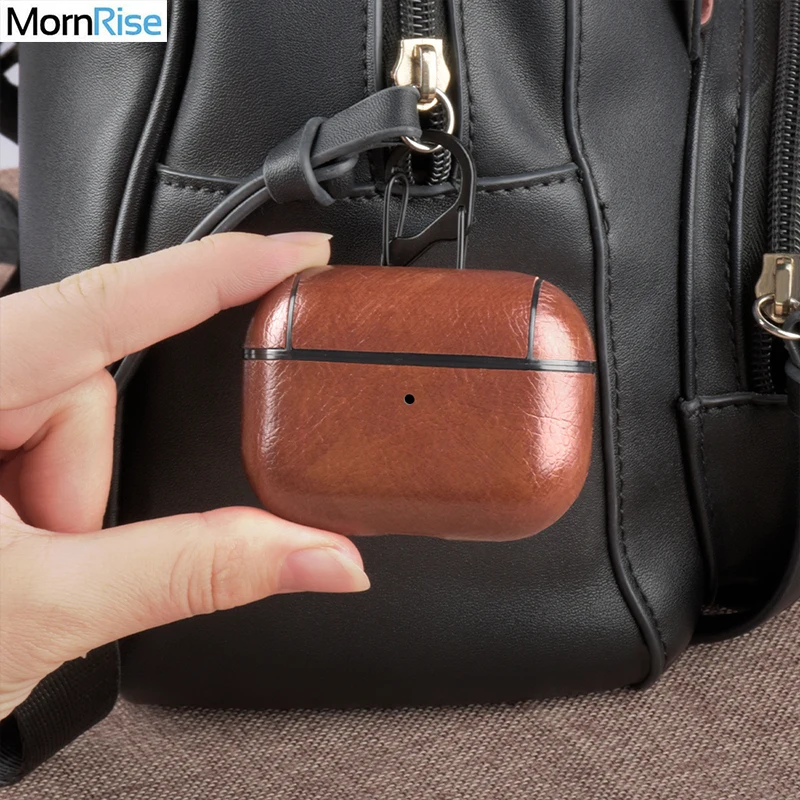 

New For Apple Airpods Pro airpodspro Leather Case Charging Cover Sleeve With Hook Wireless Earphone Luxury Protective Skin