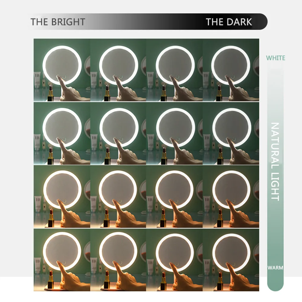 Светодиодный зеркальный макияж для женщин зеркало с подсветкой свет с натуральным белым светодиодный дневной свет косметическое зеркало съемная