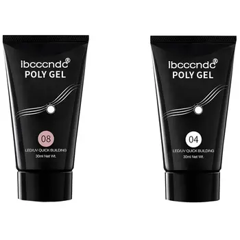 

Ibcccndc 2 Pcs 30ML Poly Gel Long-Lasting Finger Nail Crystal Jelly Camouflage UV Lamp Extension Gel UV 04 & 08