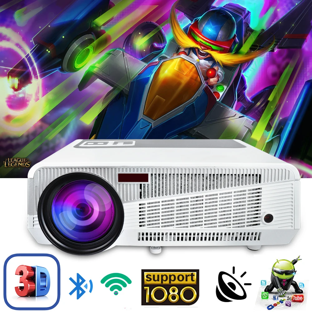 Мультимедийный проектор Poner Saund 86 Вт 1280x800p HD 4800 люмен поддержка Full Hd 1080P Bluetooth Wi Fi