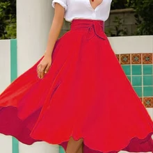 Модные женские длинные юбки, женские расклешенные однотонные плиссированные юбки макси для девочек с завышенной талией, уличная Праздничная пляжная юбка