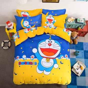 

3D Cartoon Doraemon Stitch Pikachu Pokemon Printed Bedding Set Kids Cute Character Bed Linen Duvet Cover+flat Sheet+pillowcases
