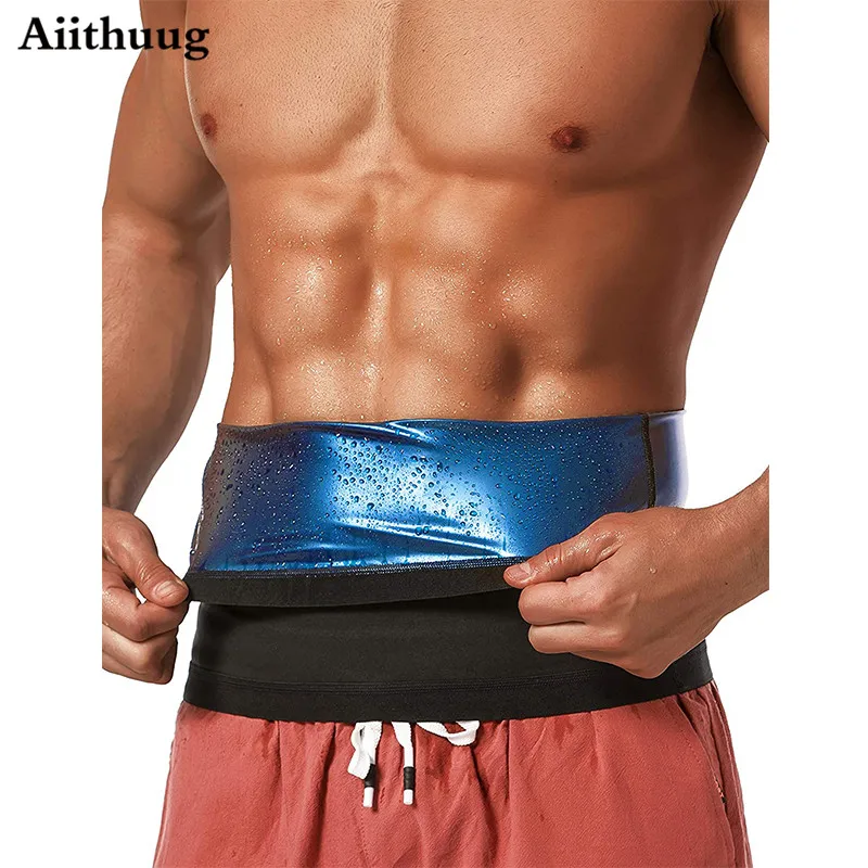 Aiithuug premium cintura trimmer para homens cintura trainer sauna cinto de emagrecimento sauna cinto de peso perder calor prender treino quente guarnição