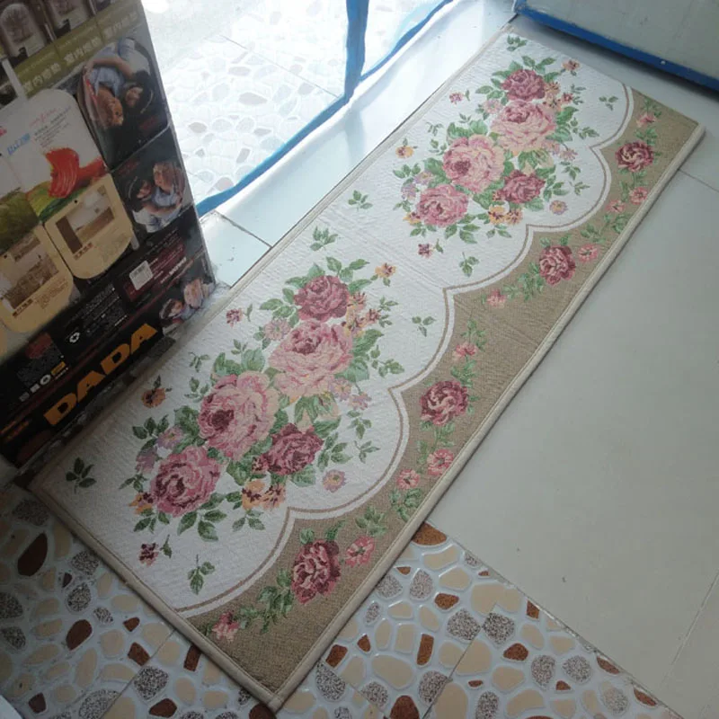 Противоскользящий кухонный коврик моющийся ковер для спальни современный коврик для ванной комнаты коврик для коридора - Цвет: peony
