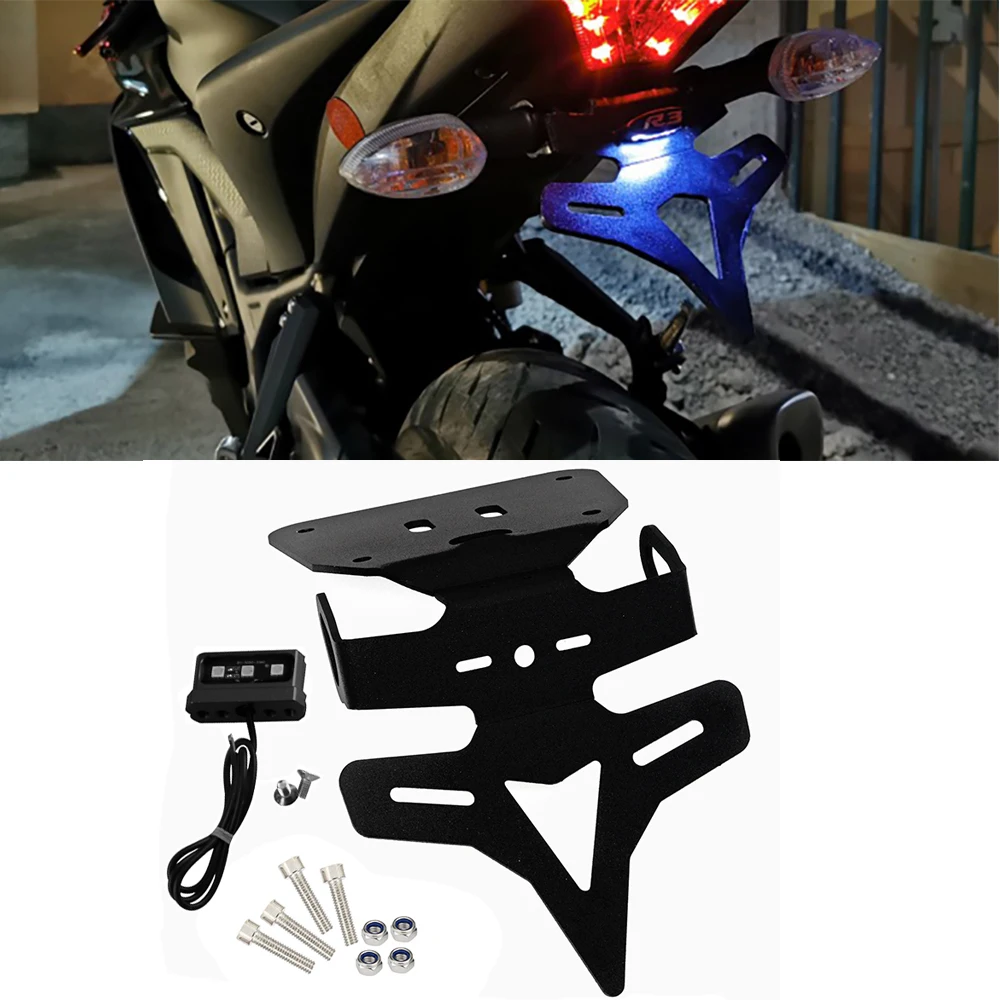 Moto License Plate Holder Bracket with LED Light For Yamaha YZF-R25 YZF R25 R3 MT-25 MT-03 2014-2021 Tail Tidy Fender Eliminator |