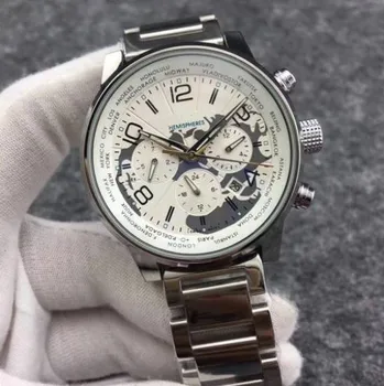 

MON Three dials classic design Automatic mechanical Wrist watches Luxury Brand equal Watch new mens Leather Strap Clock Gifts