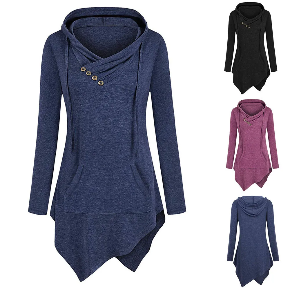 

Fashion Autumn Long Sleeve Women Hooded Sweatshirt Casual Irregular Hem Pullovers Tops 2020 Lady Plus Size Hoodies Streetwear