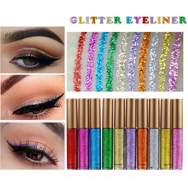 10Pcs/set Shimmer Eyeliner Makeup Cosmetics Colorful Shining Glitter Liquid  Eyeliner Long Lasting Pencils Makeip Tools - AliExpress