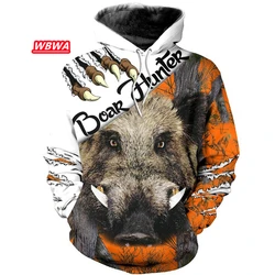 Sudadera con capucha para hombre y mujer, prenda deportiva con estampado 3D de jabalí, rinoceronte, perro, caza, conejo, cazador, ropa informal estilo Hip Hop 02