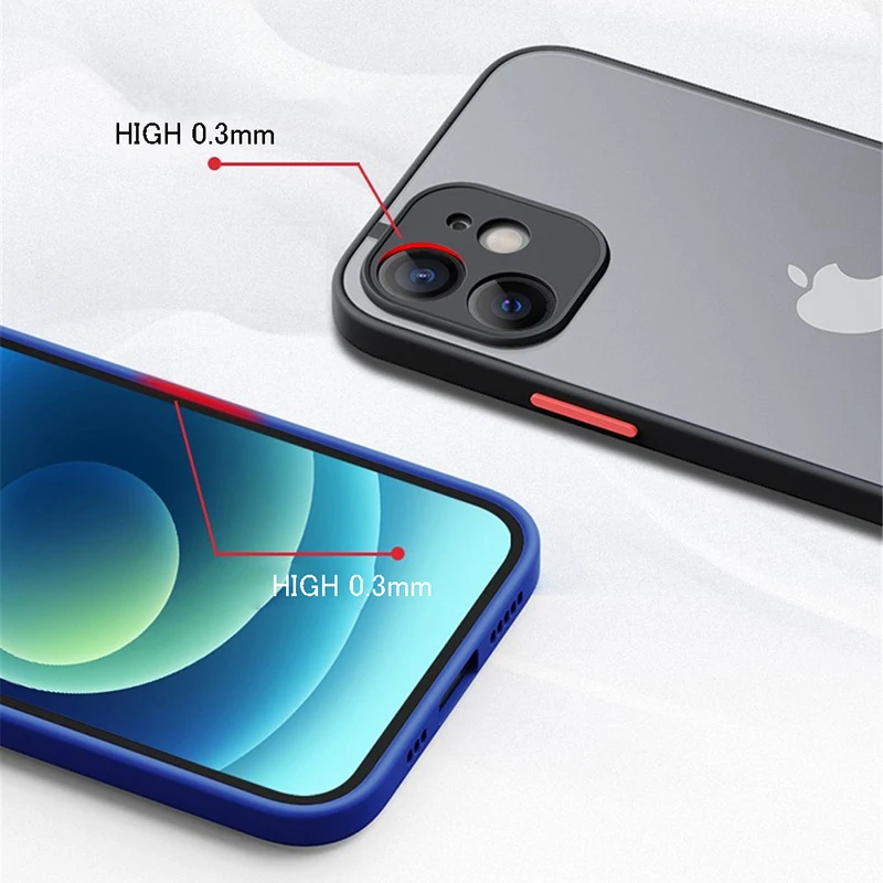 Luxury Shockproof Matte Bumper Phone Case For iPhone 11 12 Pro Max Mini X XR Xs SE2 8 6 7 Plus Soft Silicone Transparent Cover